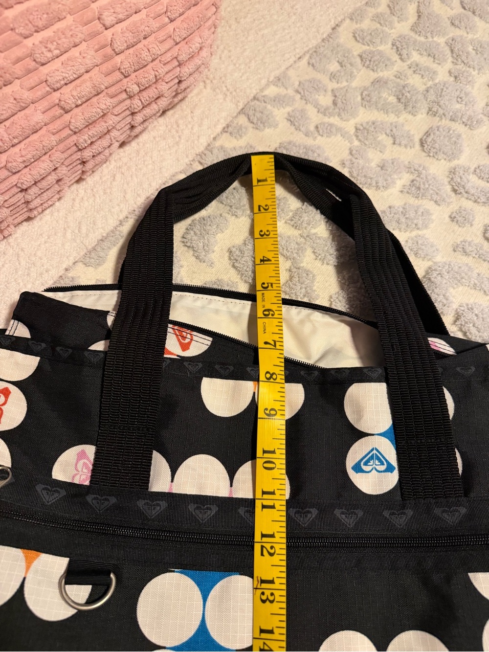Roxy Black Tote with Multicolor Floral Dot Print - Picture 9 of 10